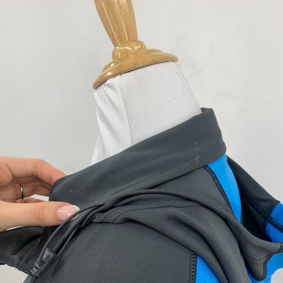 Nike Running Jacket Womens M Medium Gray Blue Full Zip Mock Neck Hooded Dri Fit - Picture 6 of 14